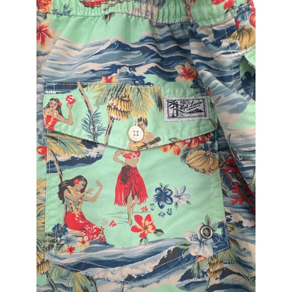 Polo Ralph Lauren Hawaiian Print Swim Trunks size 2XL Tall surf luau Y2K - Picture 6 of 6